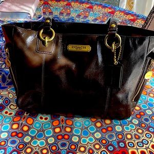 Coach chocolate leather shoulder bag purse 20431